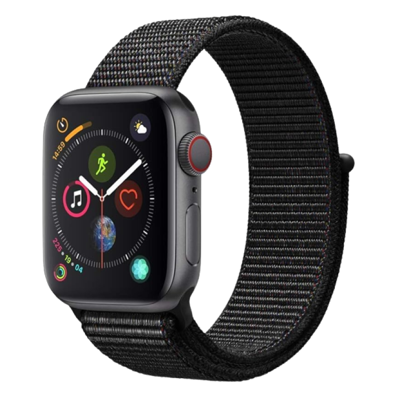 Apple Watch Series 4 40mm (GPS + Cellular) - Space Grey Aluminium Case with Black Sport Band (Renewed)